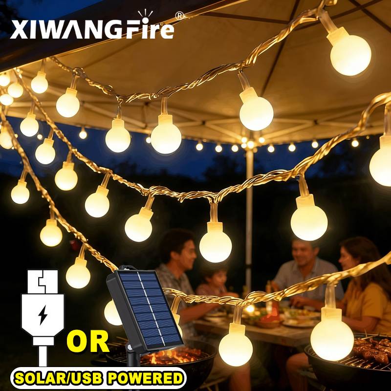 Solar Garden Light Outdoor Waterproof - 3-10M Solar/USB/Battery String Lights, Fairy Globe