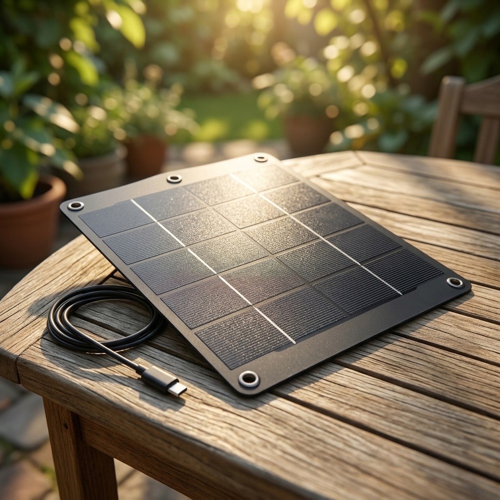 Solar Security Camera Light - 6W Portable Solar Charging Panel Black