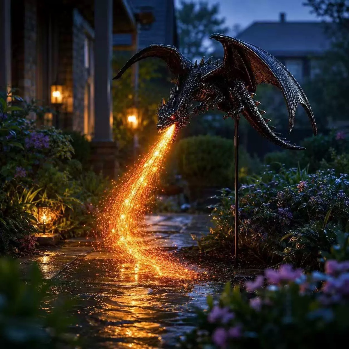 Solar Ground Light Driveway - Solar Dragon Garden Light Outdoor Fiber