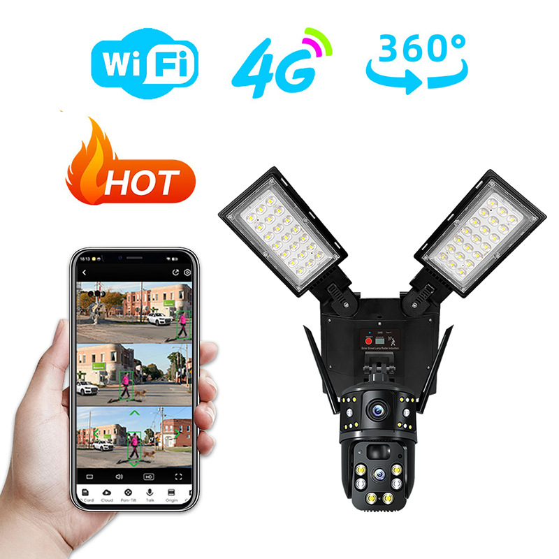 Solar Security Camera Light - Outdoor 4G WiFi Solar PTZ Security