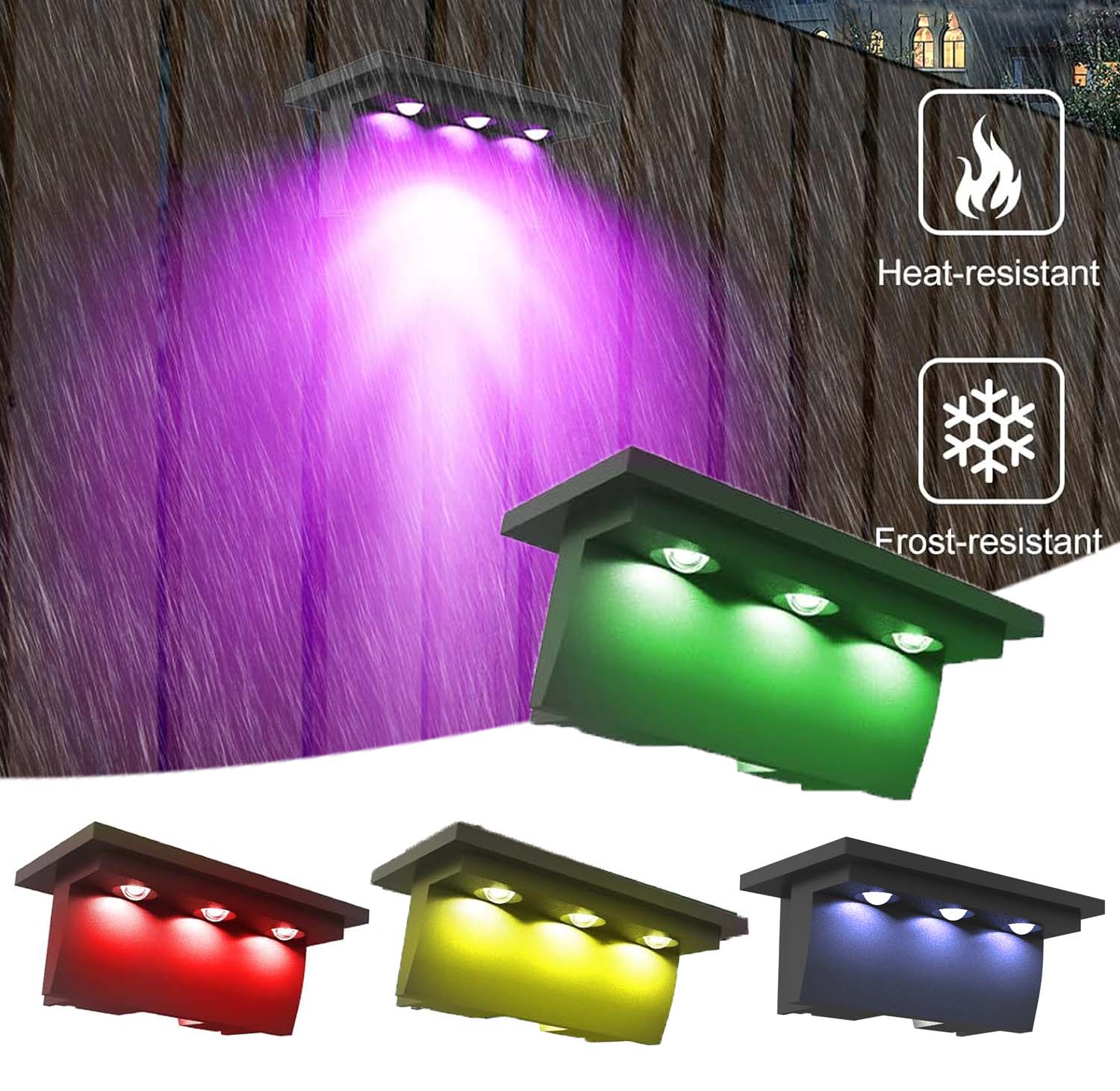 Solar Wall Light Fence Lamp - 2/4PCS RGB Solar Step Light for
