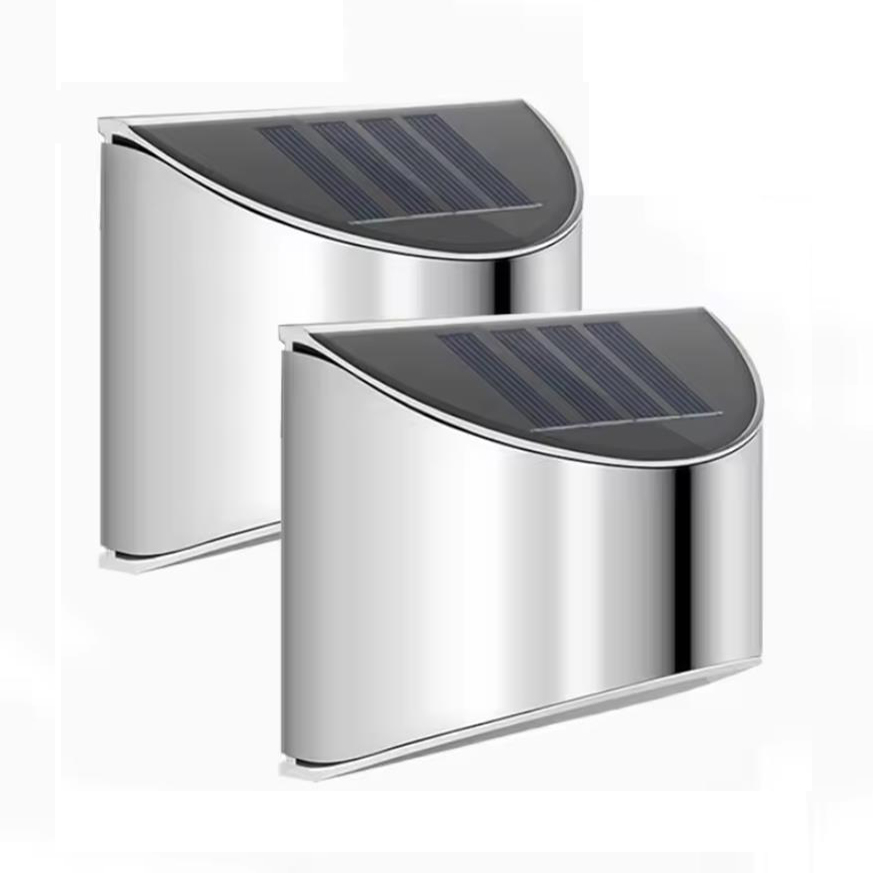 Solar Wall Light Fence Lamp - 2Pcs Solar Garden Light Stainless Steel