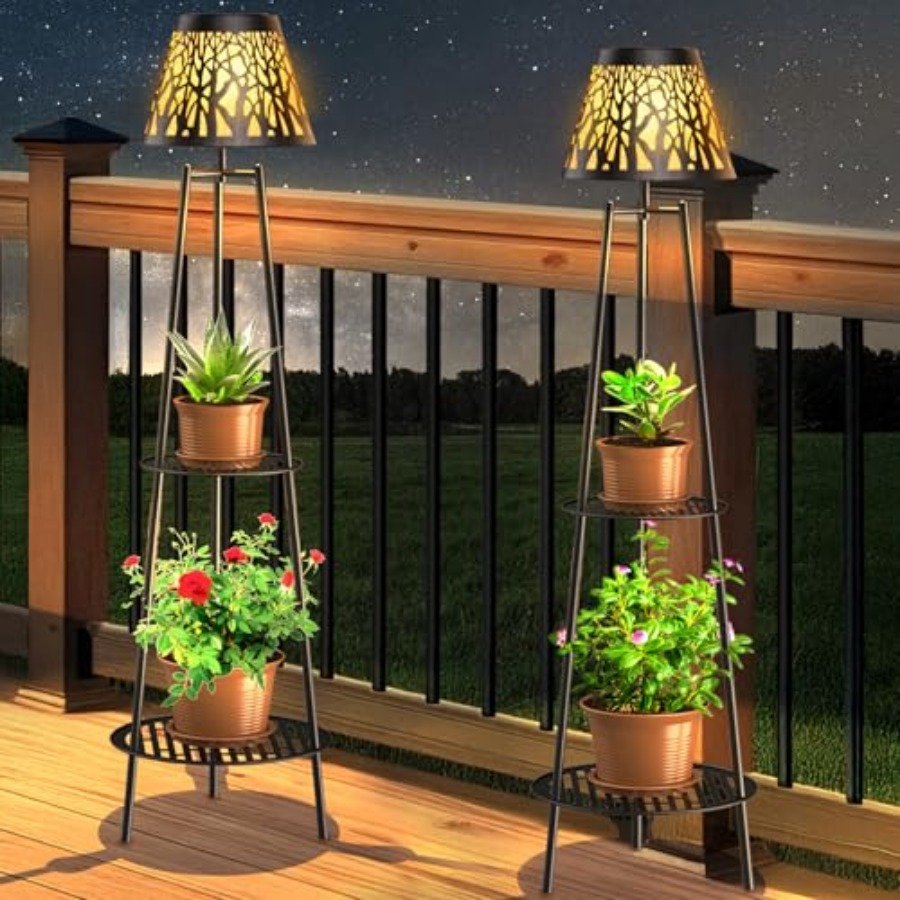 Solar Garden Light Outdoor Waterproof - 2 Pack Outdoor Solar Floor Lamp