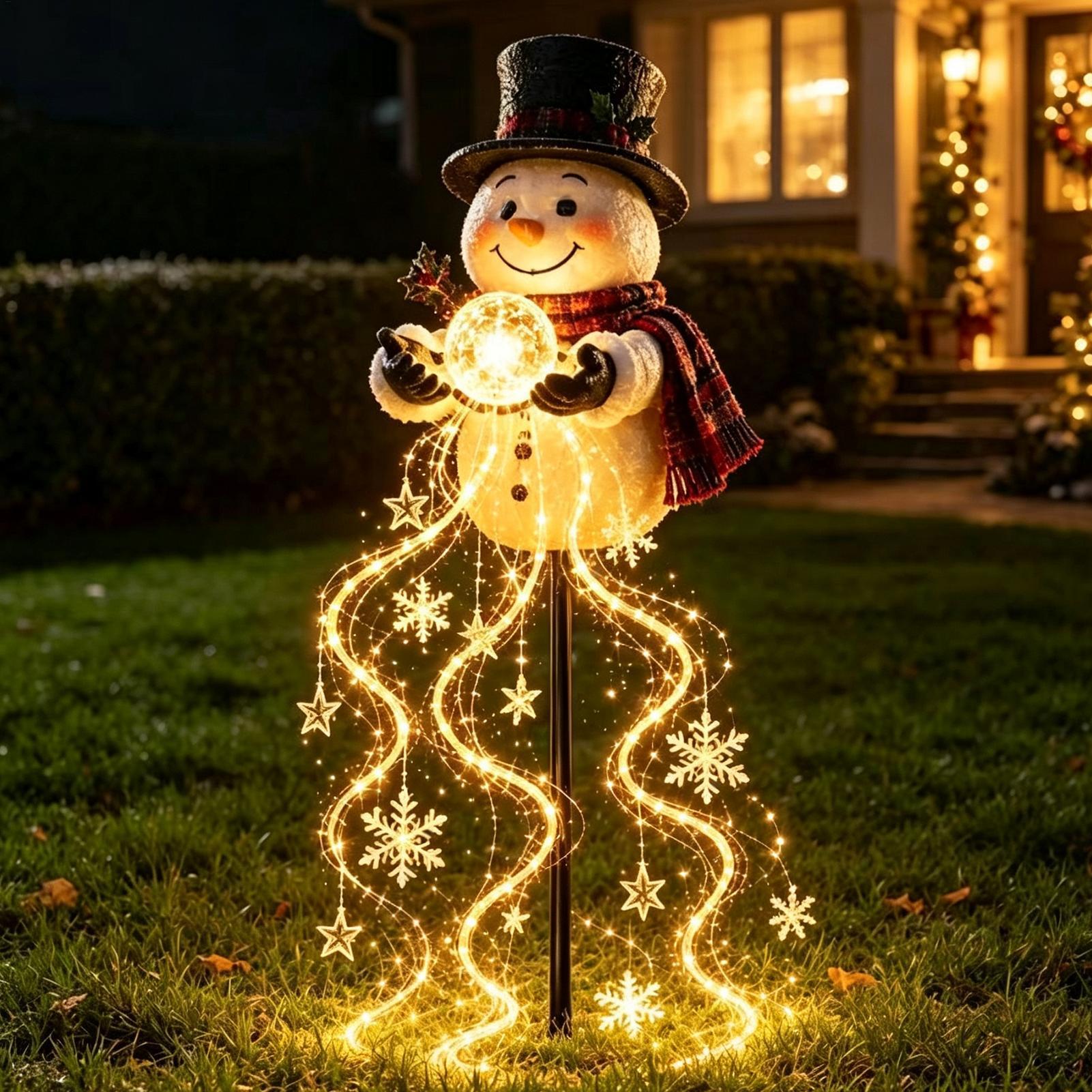 Solar Ground Light Driveway - Christmas Pathway Lights 60cm Solar Snowman