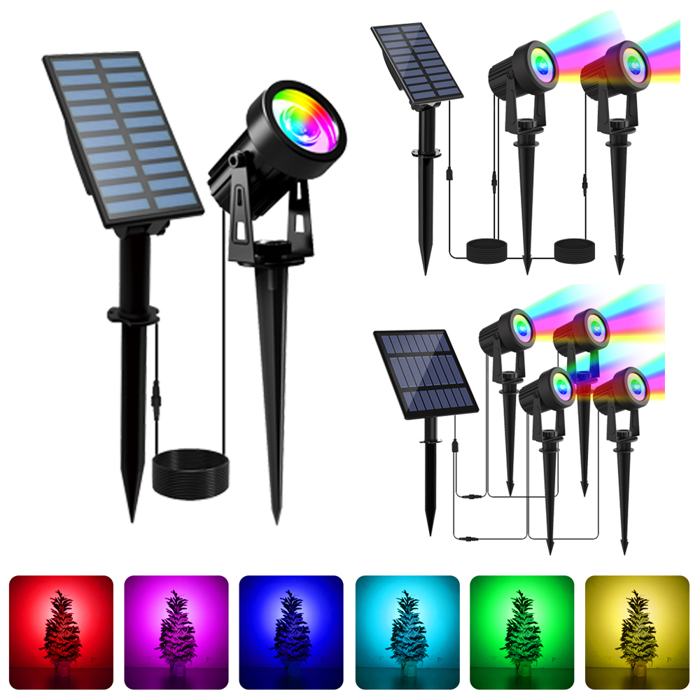 Solar Garden Spotlight Rgb - 1/2/4 Lights RGB Solar LED Light