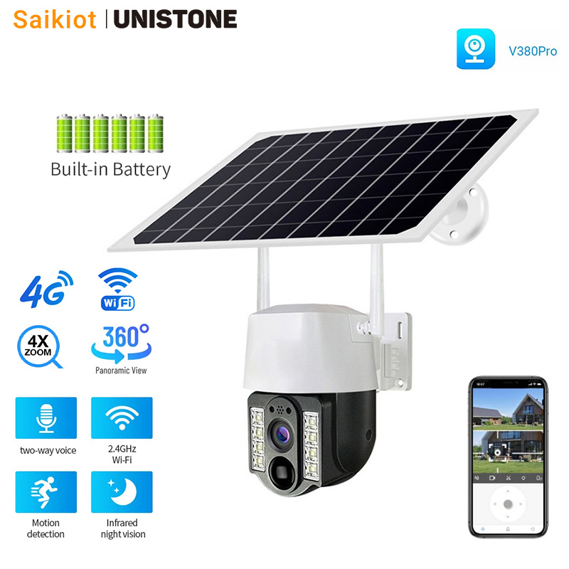 Solar Security Camera Light - Saikiot V380 Pro 4MP 4G SIM