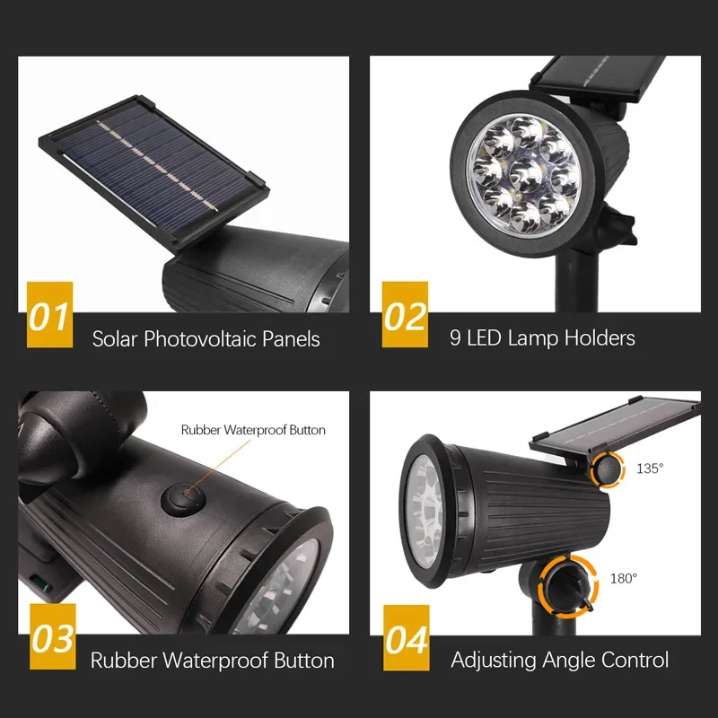 9 LED Solar Spotlights Outdoor - Solar Garden Spotlight Rgb review and price