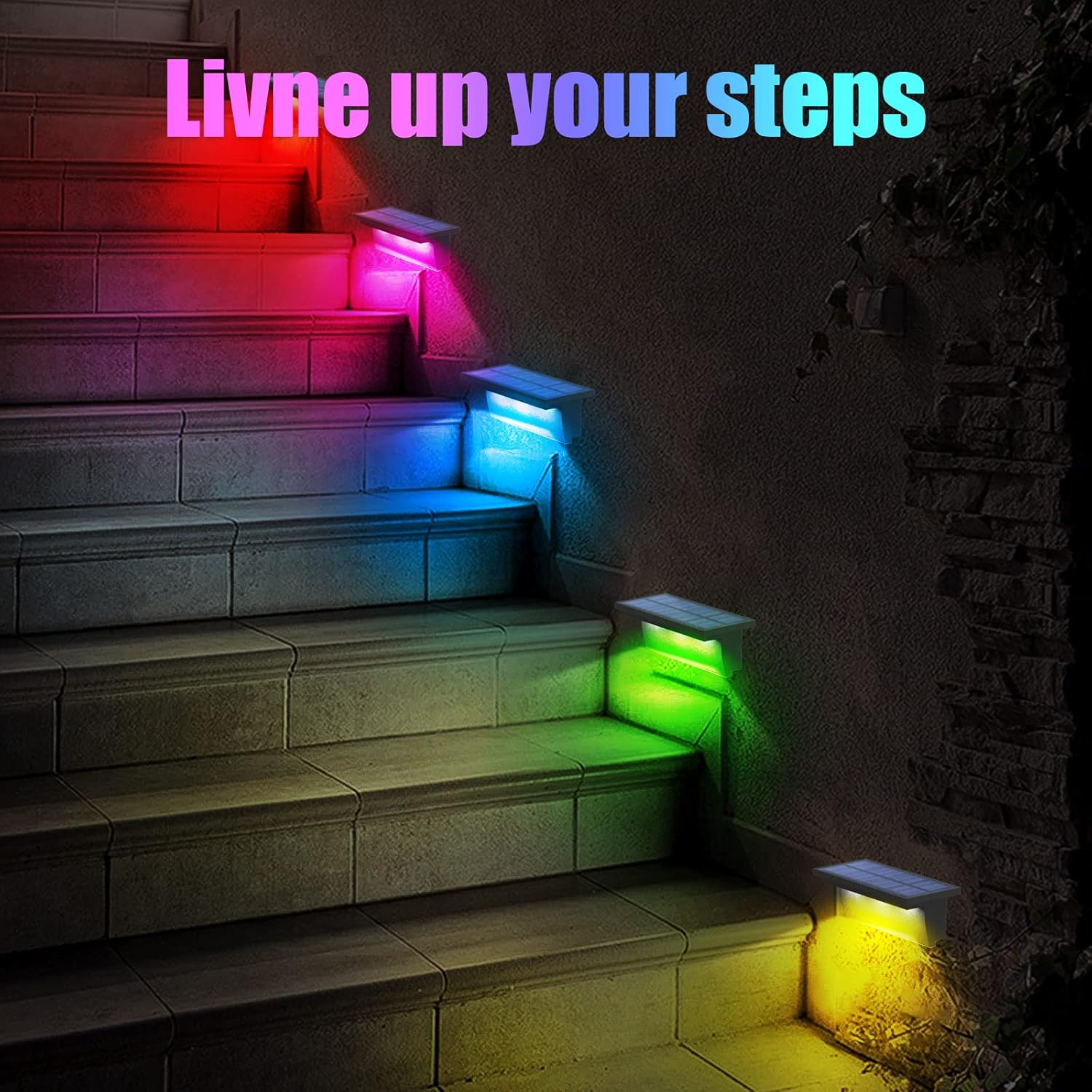 2/4PCS RGB Solar Step Light fo - Solar Wall Light Fence Lamp review and price