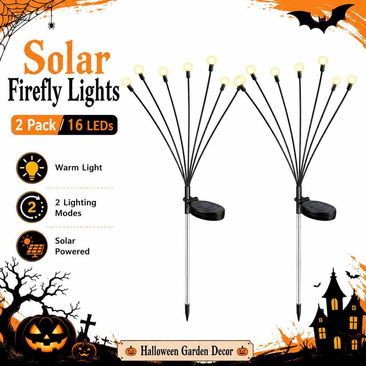 2 Pack Halloween Solar Firefly - Solar Pathway Lights 8 Pack review and price
