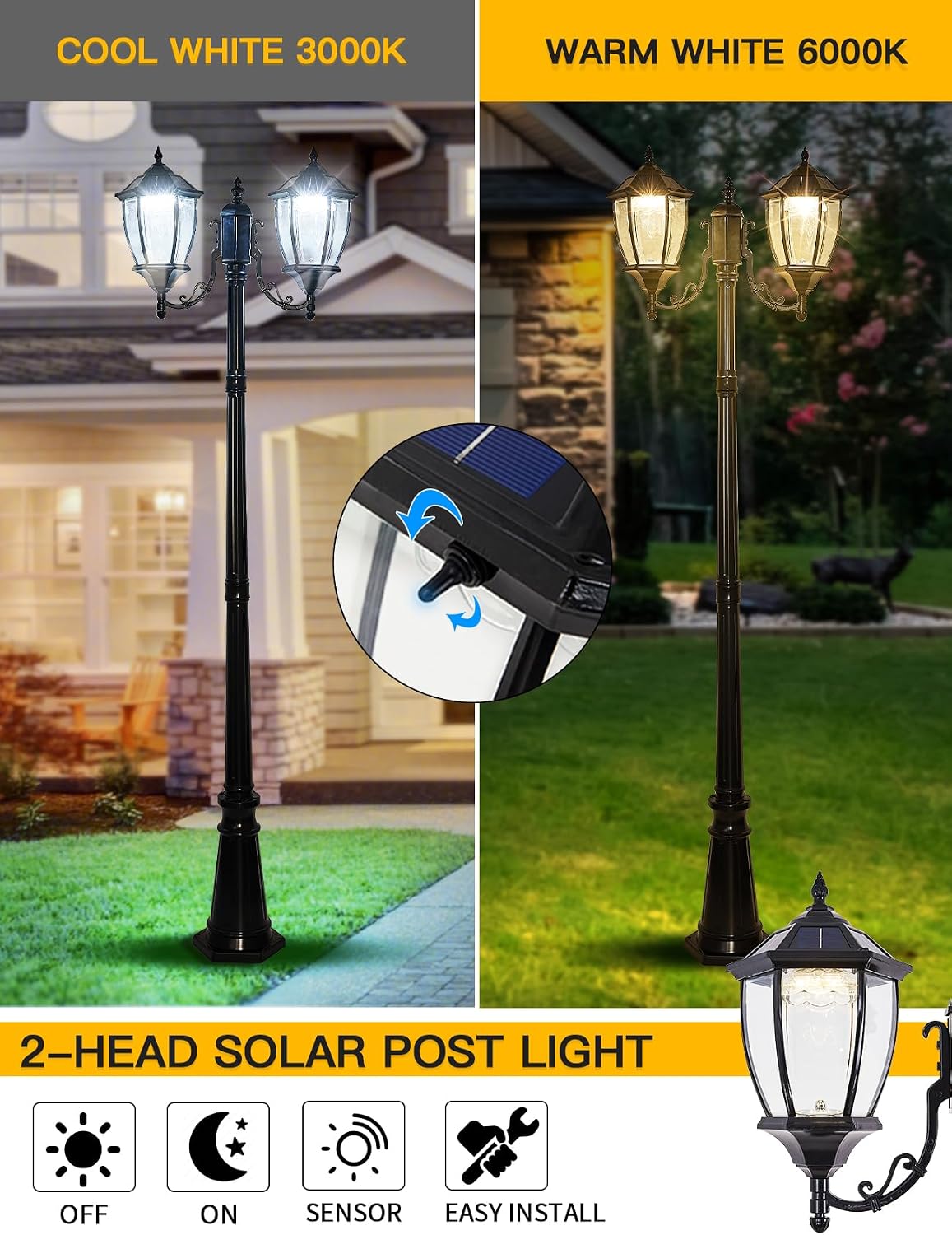 Outdoor Solar Pole Lights Dusk - Solar Garden Light Dusk To Dawn review and price