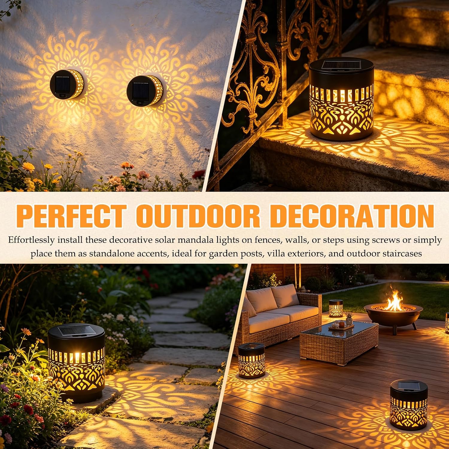 LED Solar Mandala Wall Lights  - Solar Wall Light Fence Lamp review and price