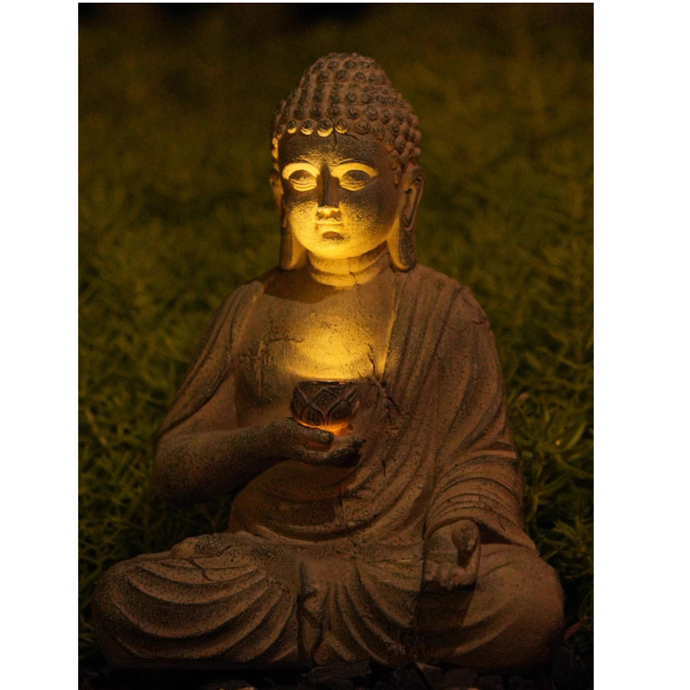 Resin Solar Buddha Statue Scul - Solar Ground Light Driveway review and price