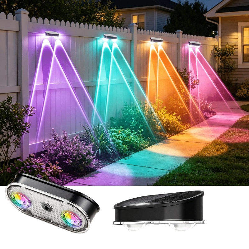 RGB Solar Fence Light IP44, 8  - Solar Wall Light Fence Lamp review and price