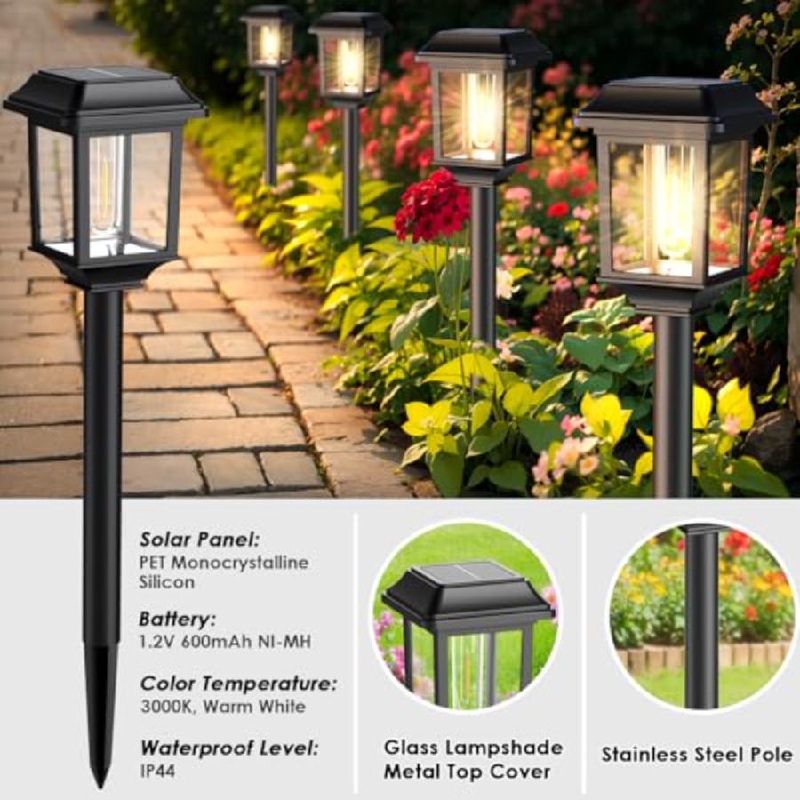 Solar Outdoor Lights Waterproo - Solar Pathway Lights 8 Pack review and price