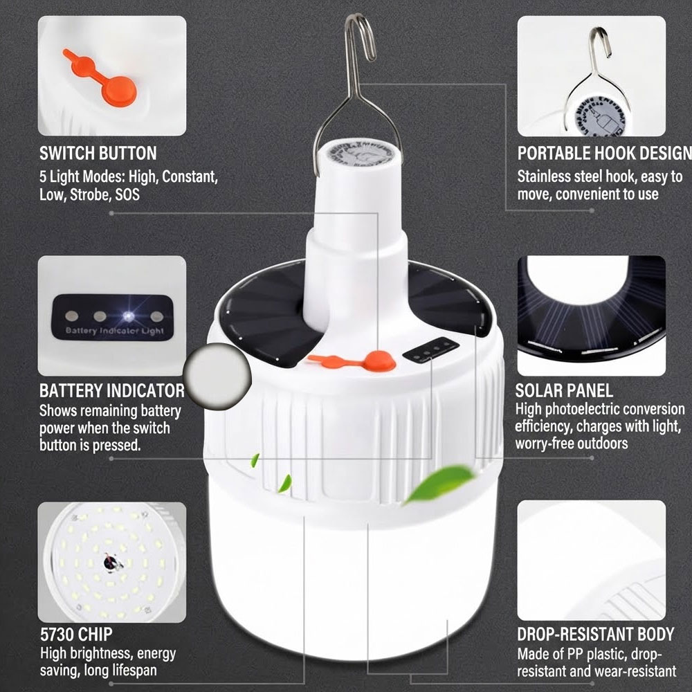 Solar Light USB LED Outdoor Wa - Solar Lantern Camping Collapsible review and price