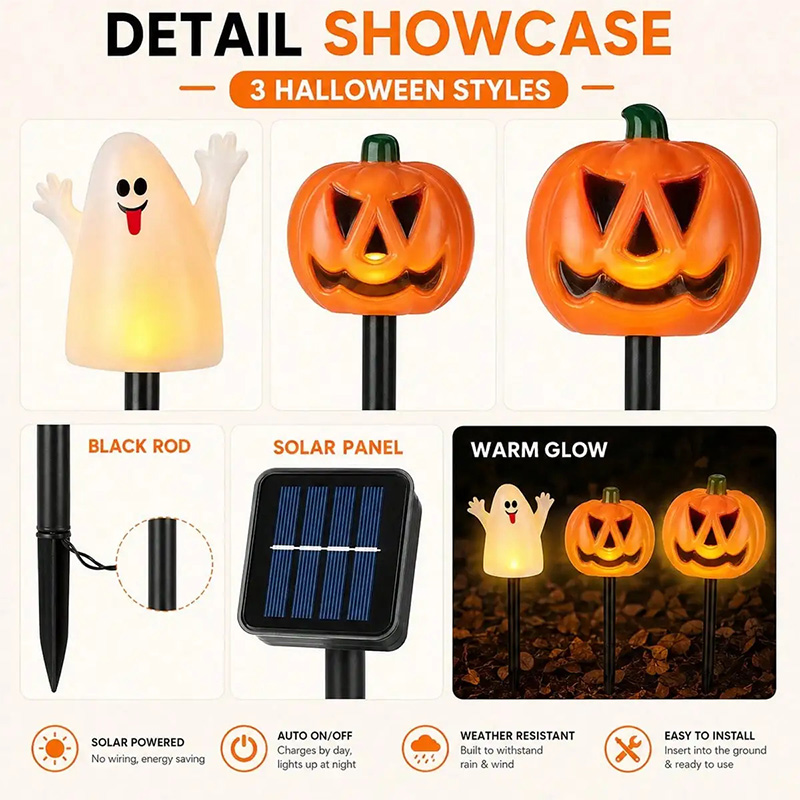 5pcs/set  Halloween Solar Stak - Solar Ground Light Driveway review and price