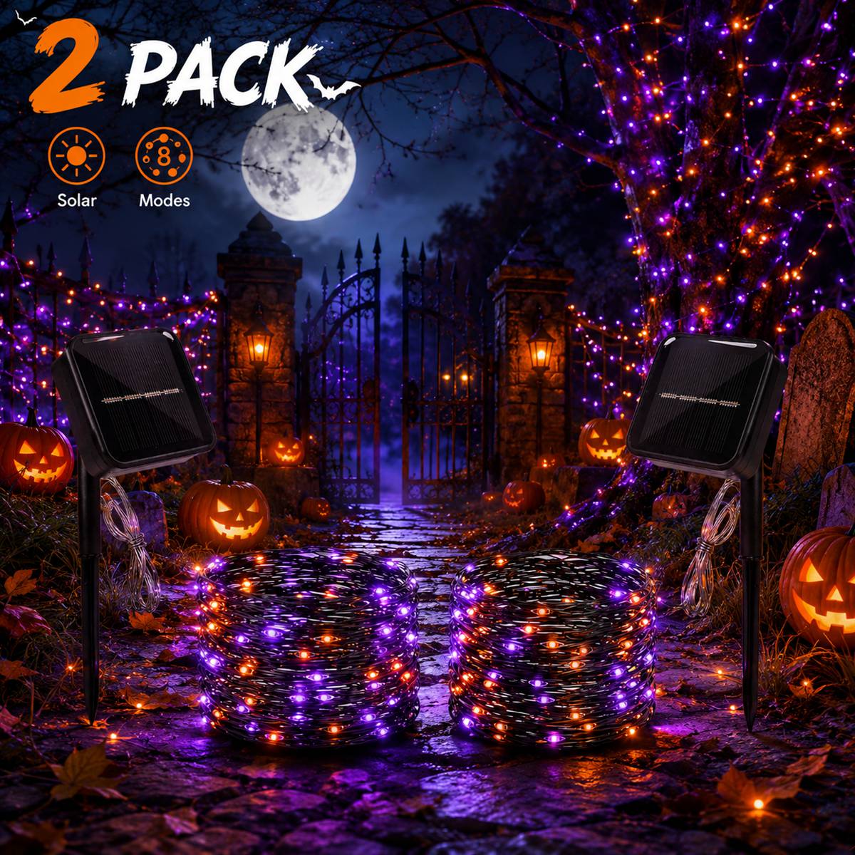 2 Pack Halloween Solar Powered - Solar Pathway Lights 8 Pack review and price